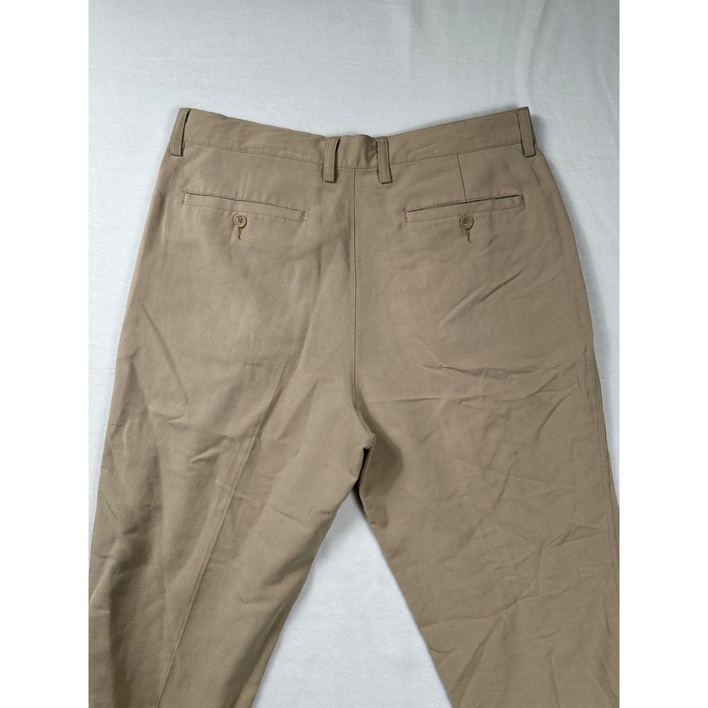 Solitude Mens 34x32 Tan Pleated Dress Pants Casual Rayon Blend - Picture 5 of 7